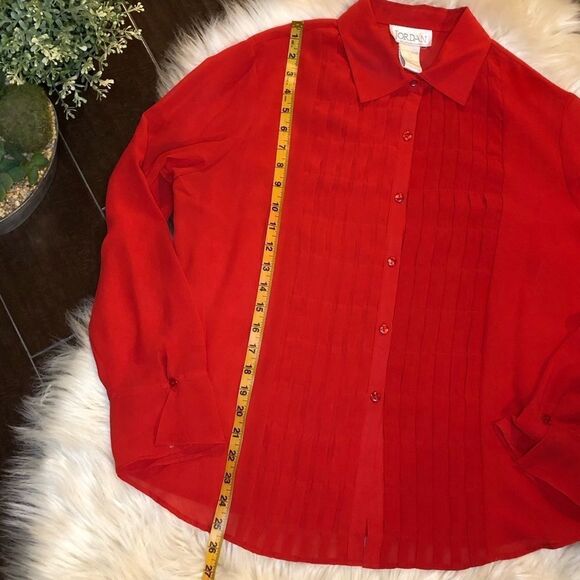 Jordan vintage red pleated front button down LG - Picture 7 of 7